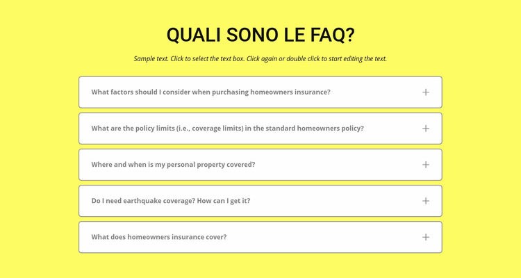 FAQ su sfondo giallo Modello Joomla