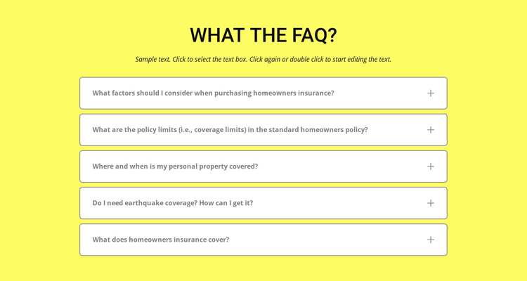 FAQ on yellow background Joomla Template