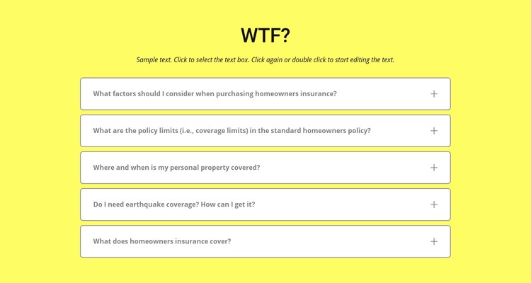 FAQ op gele achtergrond CSS-sjabloon