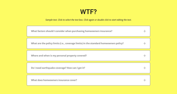 FAQ op gele achtergrond HTML-sjabloon