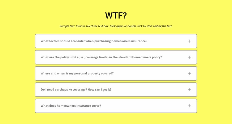 FAQ op gele achtergrond HTML5-sjabloon