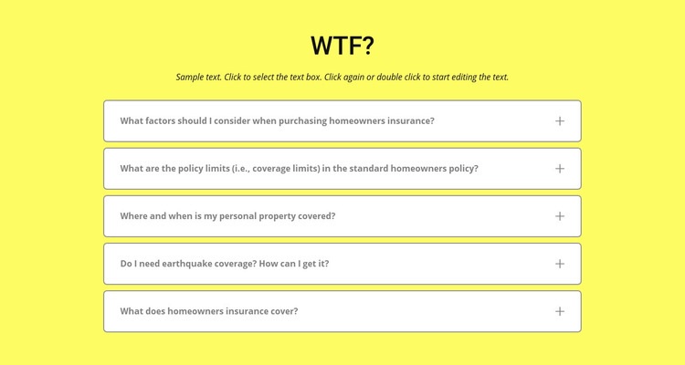 FAQ op gele achtergrond Sjabloon voor één pagina