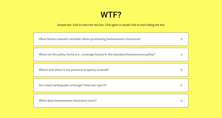FAQ op gele achtergrond Website mockup
