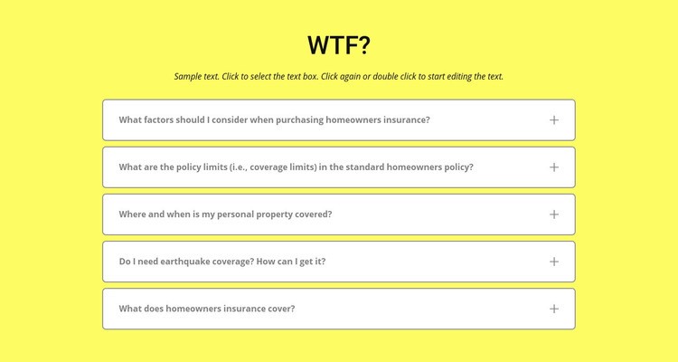 FAQ op gele achtergrond Website ontwerp