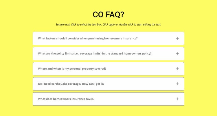 FAQ na żółtym tle Szablony do tworzenia witryn internetowych