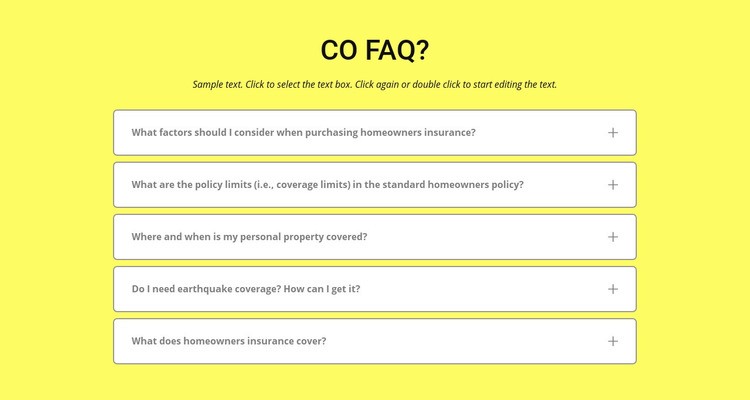 FAQ na żółtym tle Kreator witryn internetowych HTML