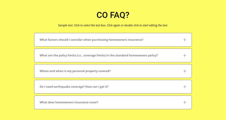 FAQ na żółtym tle Makieta strony internetowej