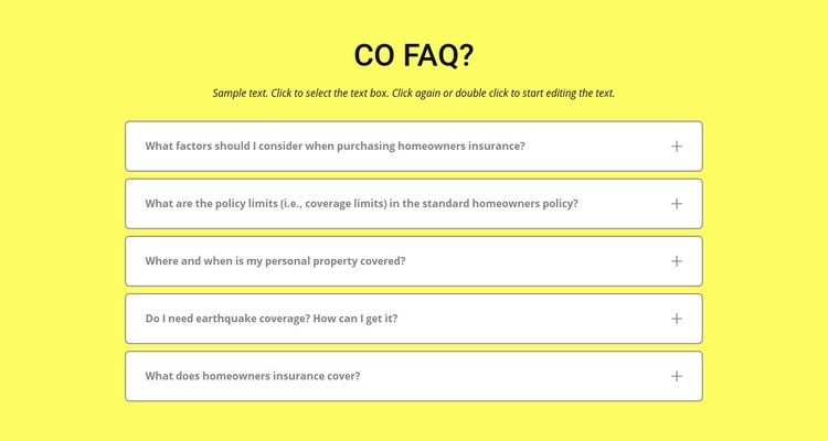 FAQ na żółtym tle Projekt strony internetowej