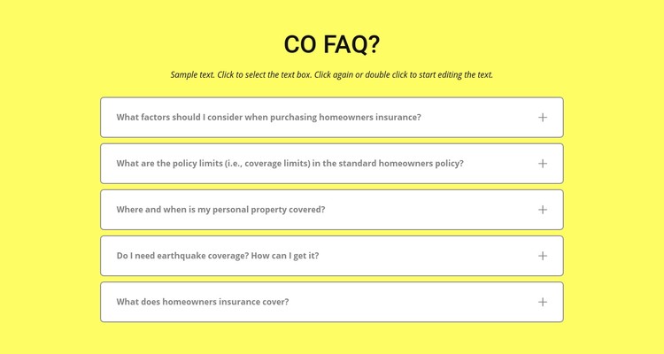 FAQ na żółtym tle Szablon CSS