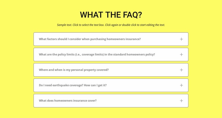 FAQ on yellow background Squarespace Template Alternative