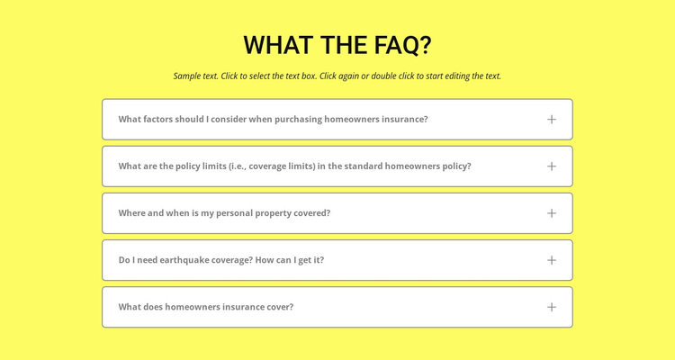 FAQ on yellow background Template