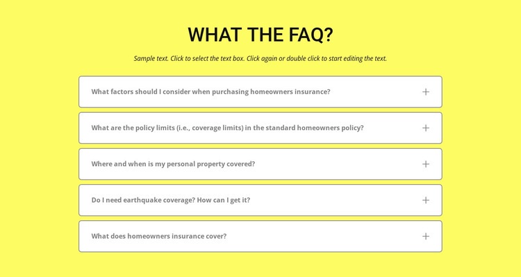 FAQ on yellow background Web Page Design