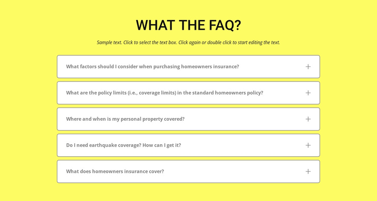 FAQ on yellow background Website Builder Software