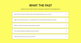 FAQ On Yellow Background - Modern Site Design