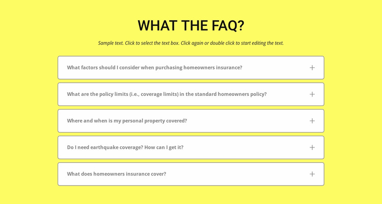 FAQ on yellow background Website Design