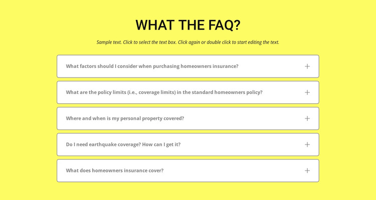 FAQ on yellow background WordPress Theme