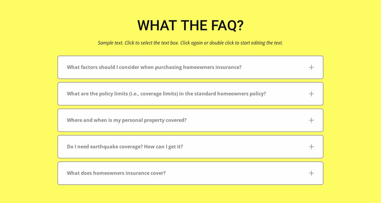 FAQ on yellow background WordPress Website Builder