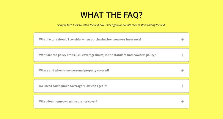 FAQ on yellow background Wysiwyg Editor Html 