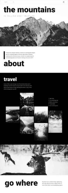 Page HTML For Mountain Outdoor Travel