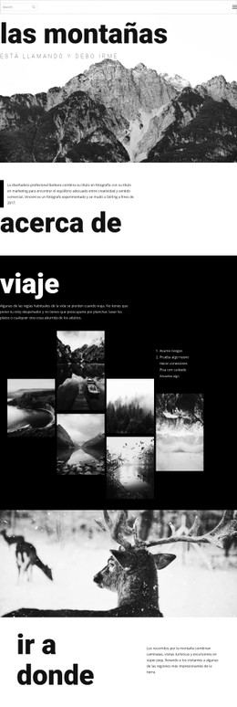Página HTML Para Viajes Al Aire Libre De Montaña