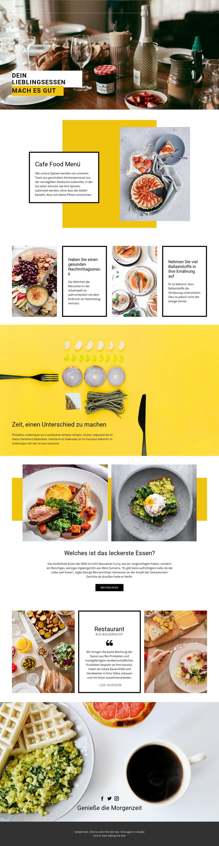 Kochen Sie Ihr Lieblingsessen Website Builder-Vorlagen