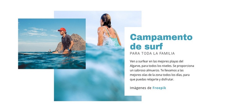 Campamento de surf para la familia Creador de sitios web HTML