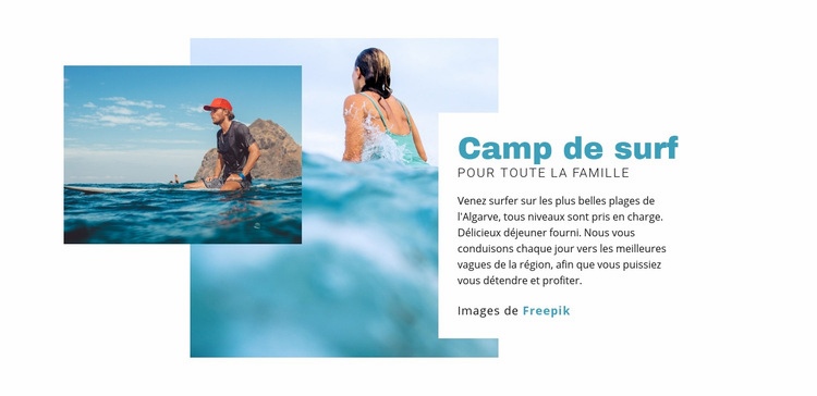 Surf camp pour la famille Maquette de site Web