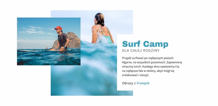 Obóz surfingowy dla rodziny Makieta strony internetowej