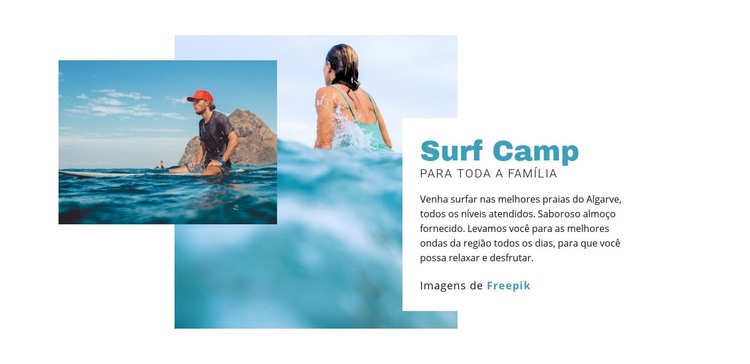 Surf camp para família Maquete do site