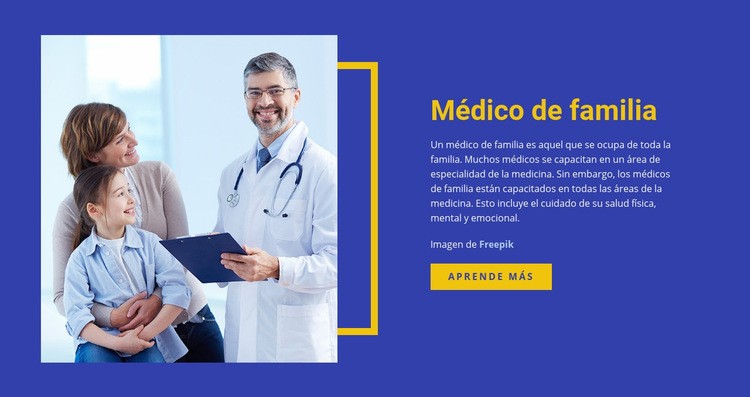 Médico de familia en salud y medicina Maqueta de sitio web