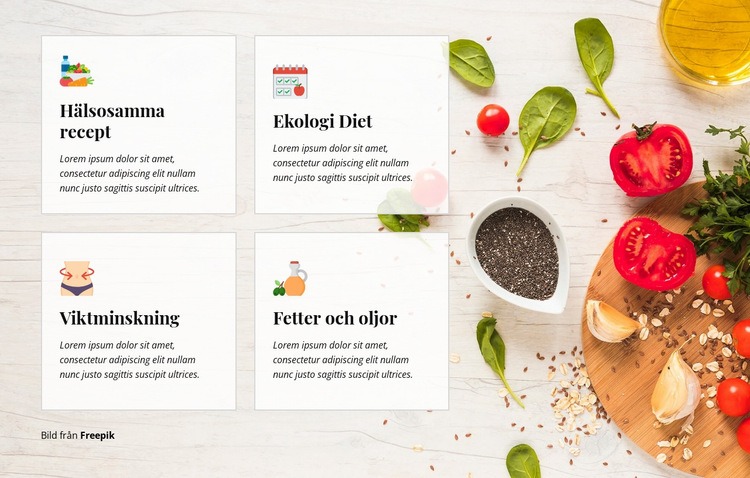 Vegetariska middagsrecept HTML-mall