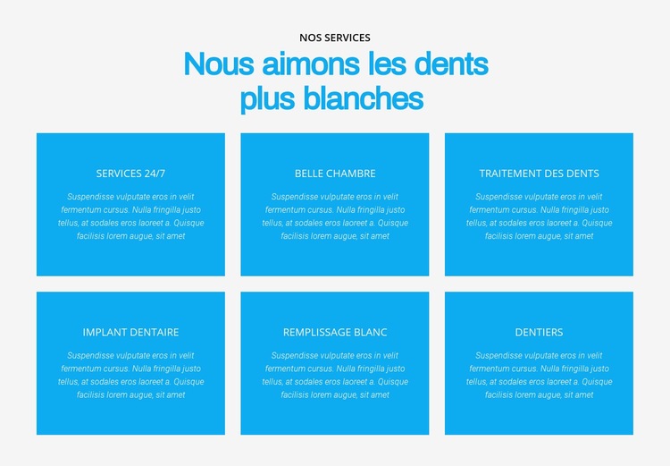 Nous aimons les dents plus blanches Maquette de site Web