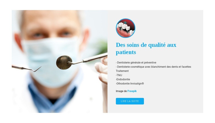 Expériences de soins dentaires Maquette de site Web