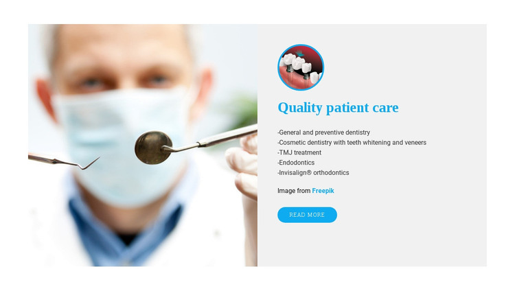 Experiences of dental care Homepage Design