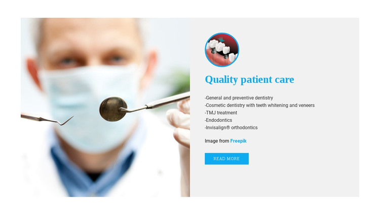 Experiences of dental care HTML Template