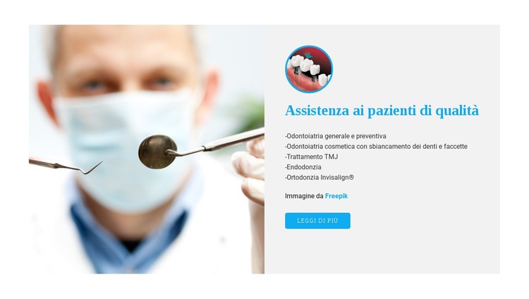 Esperienze di cure odontoiatriche Mockup del sito web