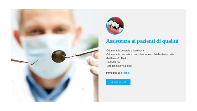 Esperienze di cure odontoiatriche Modello di sito Web