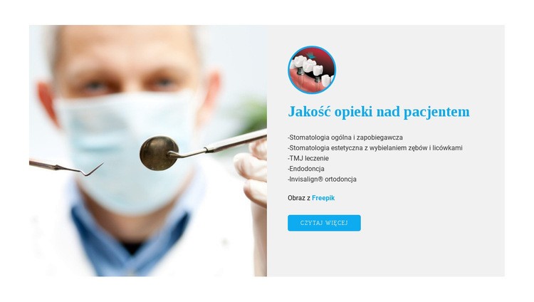 Doświadczenia w opiece stomatologicznej Makieta strony internetowej