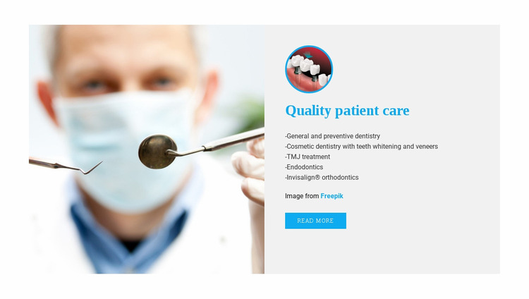 Experiences of dental care Website Mockup
