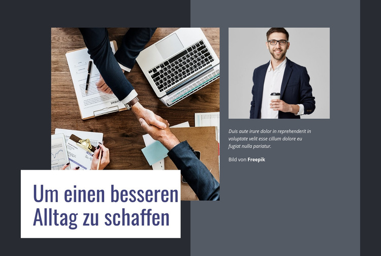 Um ein besseres Leben zu schaffen Website-Vorlage