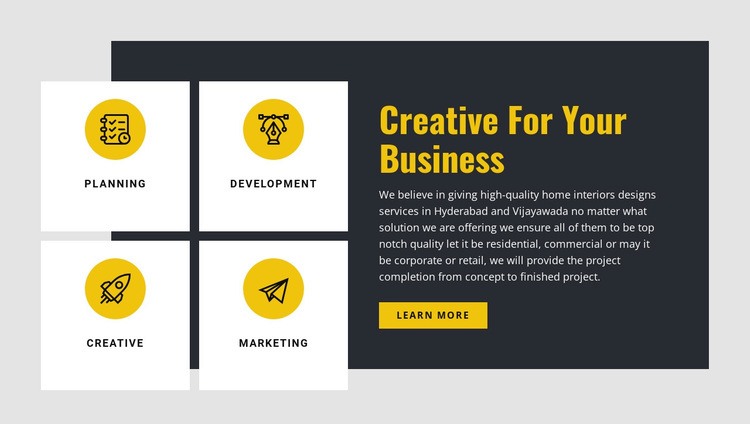 Kreatív az Ön vállalkozása számára Html Weboldal készítő