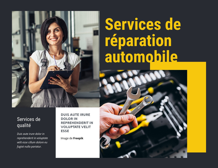 Réparation automobile adaptée aux femmes Thème WordPress