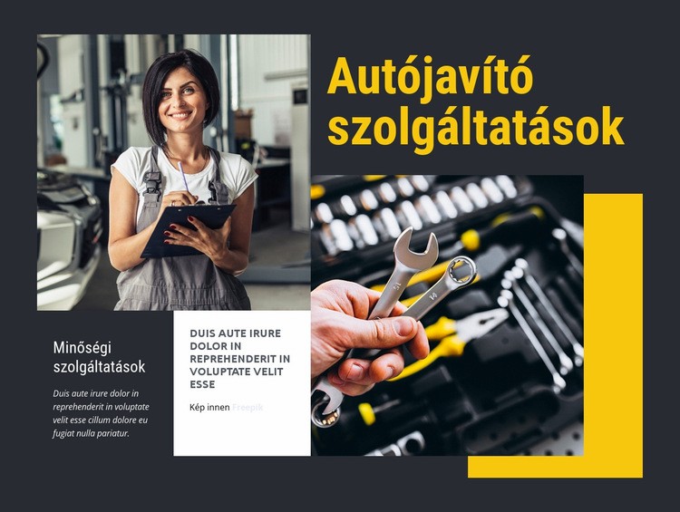 Az autójavítás nőknek készült HTML Sablon