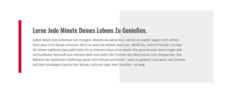 Lerne dein Leben zu genießen Landing Page