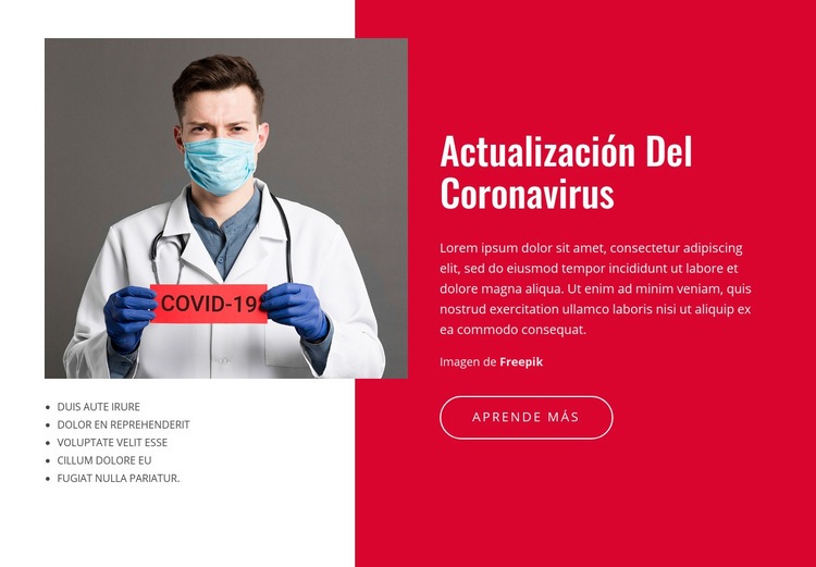 Noticias y actualizaciones de coronavirus Maqueta de sitio web