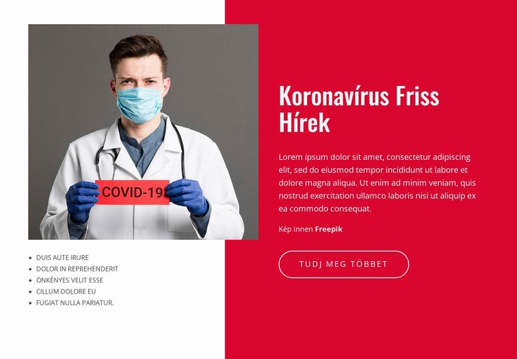 Koronavírus hírek és frissítések HTML Sablon