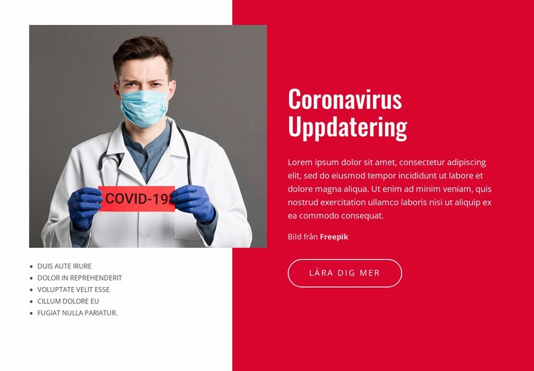 Nyheter och uppdateringar om Coronavirus CSS -mall