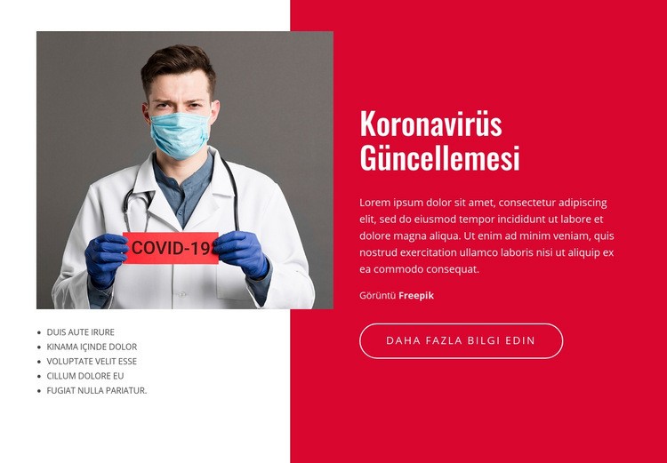Coronavirus Haberleri ve Güncellemeleri Web sitesi tasarımı