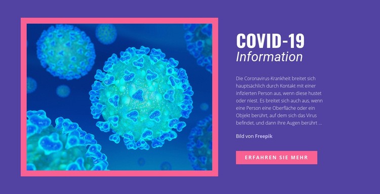 COVID-19 Informationen Landing Page