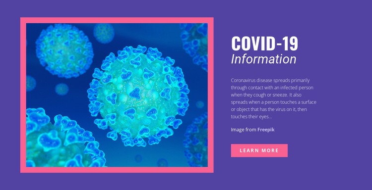 Information om COVID-19 Html webbplatsbyggare